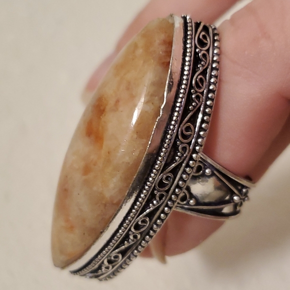 New Huge Sunstone 925 Silver Statement Ring. - Picture 1 of 14